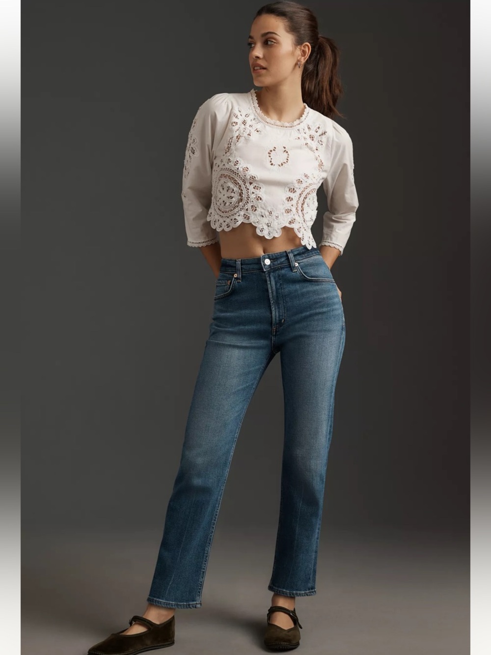 New Citizens of Humanity Zurie High Rise Straight Leg Blue Denim Faded Jeans 29
